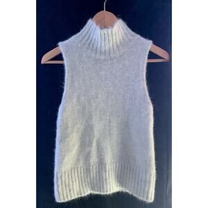 Zara Sleeveless Turtleneck Sweater Vest Women's XL Light Gray Alpaca Wool Blend